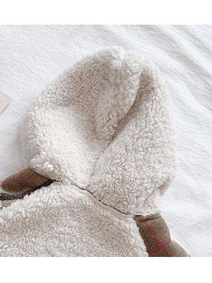 Trendy Little Girl Berber Fleece Checked Hooded Jacket - dianjiang-