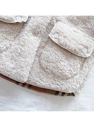 Trendy Little Girl Berber Fleece Checked Hooded Jacket - dianjiang-