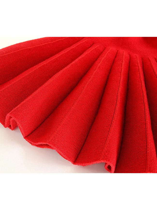 Trendy Little Girl Solid Color Knitted Pleated Skirt - dianjiang-