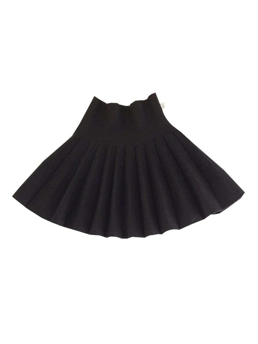 Trendy Little Girl Solid Color Knitted Pleated Skirt - dianjiang-
