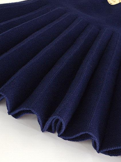 Trendy Little Girl Solid Color Knitted Pleated Skirt - dianjiang-