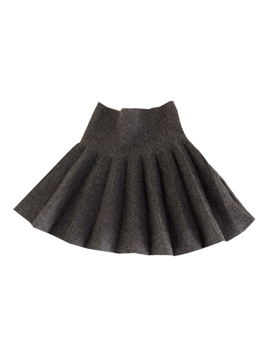 Trendy Little Girl Solid Color Knitted Pleated Skirt - dianjiang-