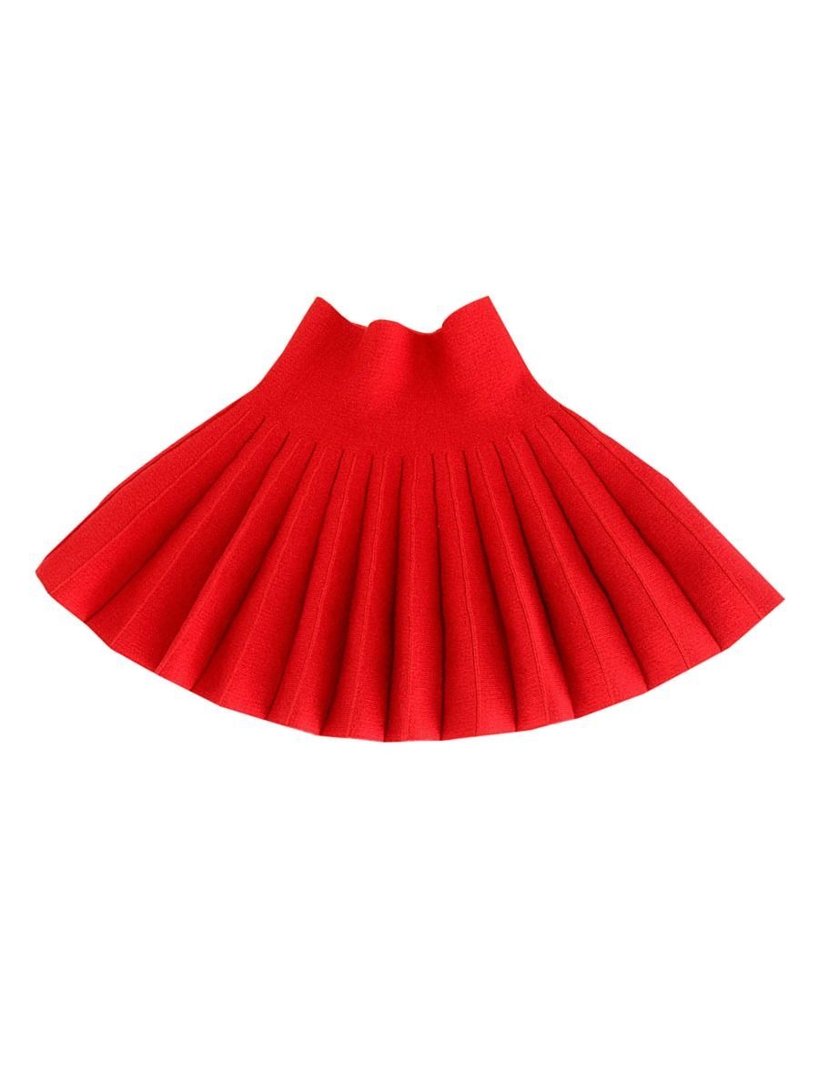 Trendy Little Girl Solid Color Knitted Pleated Skirt - dianjiang-