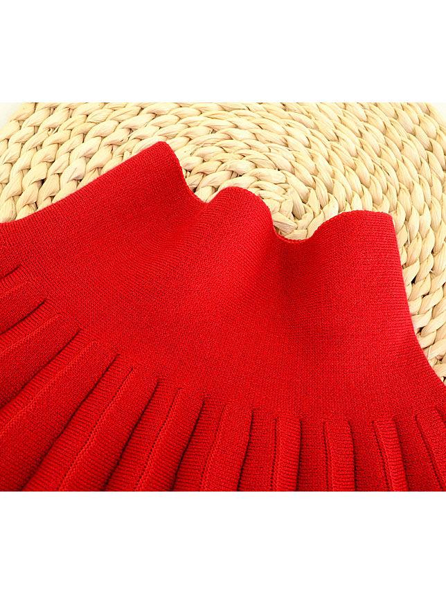 Trendy Little Girl Solid Color Knitted Pleated Skirt - dianjiang-