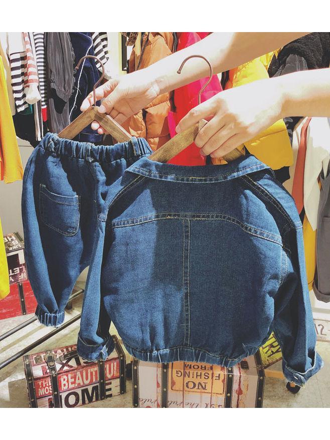 Trendy Toddler Big Boy Blue Denin Jacket Matching Jeans - dianjiang-