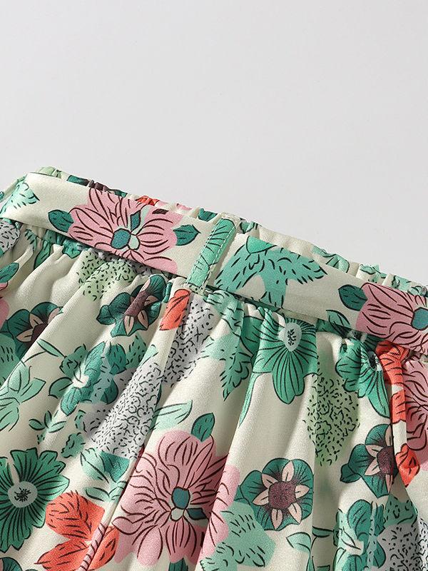 Trendy Toddler Little Girl 2-Piece Outfit Off Shoulder Top Matching Bow Flower Pants - dianjiang-