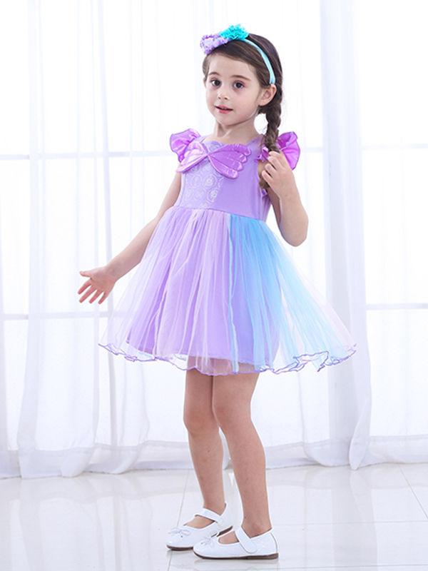 Cap Sleeves Wings Colorful Party Wear Tulle Cotton Baby Girls Princess Party Dress - dianjiang-