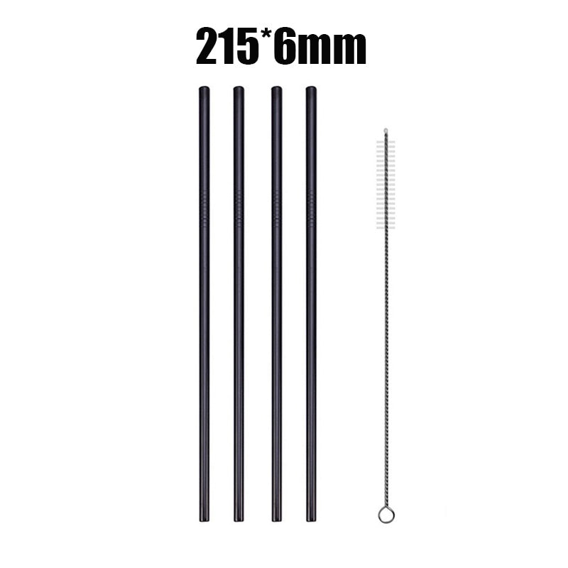 UPORS 4/8Pcs Reusable Drinking Straw High Quality 304 Stainless Steel Metal Straw with Cleaner Brush Wholesale - dianjiang-