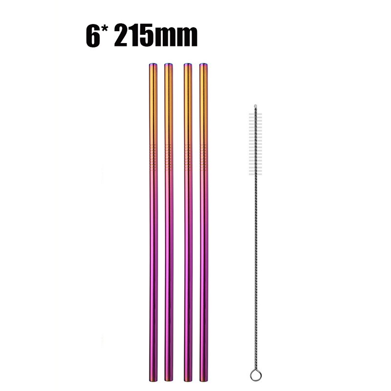 UPORS 4/8Pcs Reusable Drinking Straw High Quality 304 Stainless Steel Metal Straw with Cleaner Brush Wholesale - dianjiang-