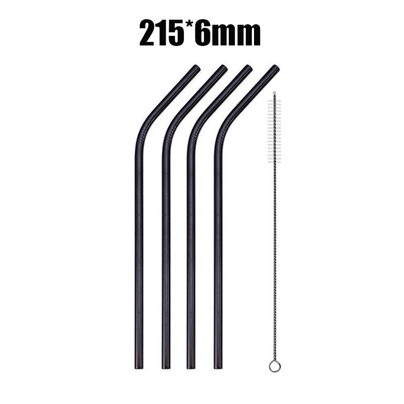 UPORS 4/8Pcs Reusable Drinking Straw High Quality 304 Stainless Steel Metal Straw with Cleaner Brush Wholesale - dianjiang-