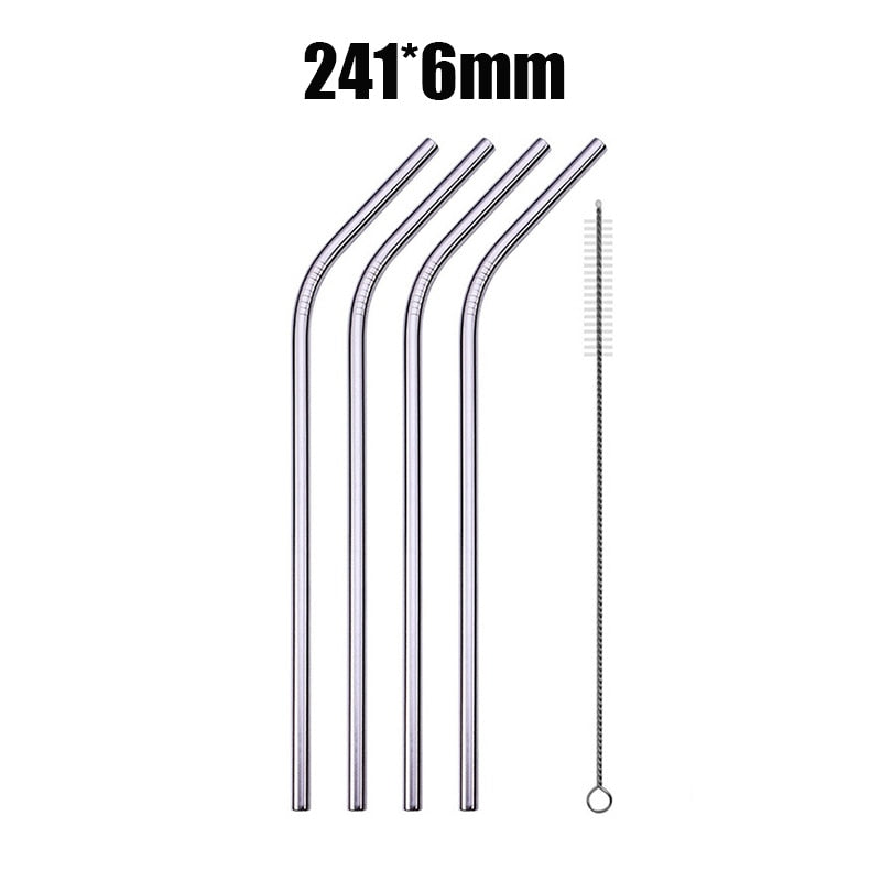 UPORS 4/8Pcs Reusable Drinking Straw High Quality 304 Stainless Steel Metal Straw with Cleaner Brush Wholesale - dianjiang-