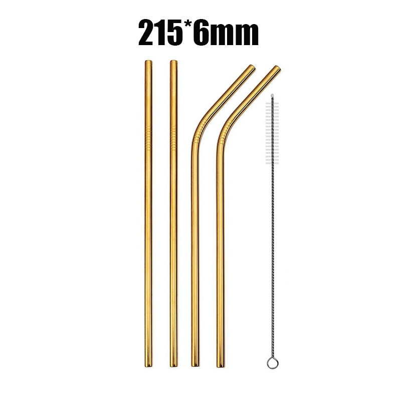 UPORS 4/8Pcs Reusable Drinking Straw High Quality 304 Stainless Steel Metal Straw with Cleaner Brush Wholesale - dianjiang-