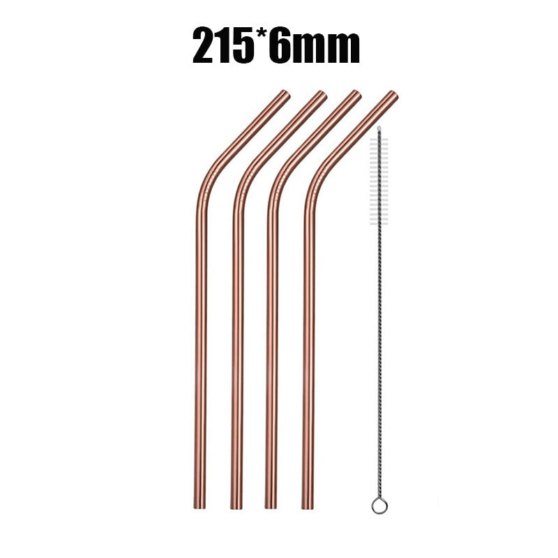 UPORS 4/8Pcs Reusable Drinking Straw High Quality 304 Stainless Steel Metal Straw with Cleaner Brush Wholesale - dianjiang-