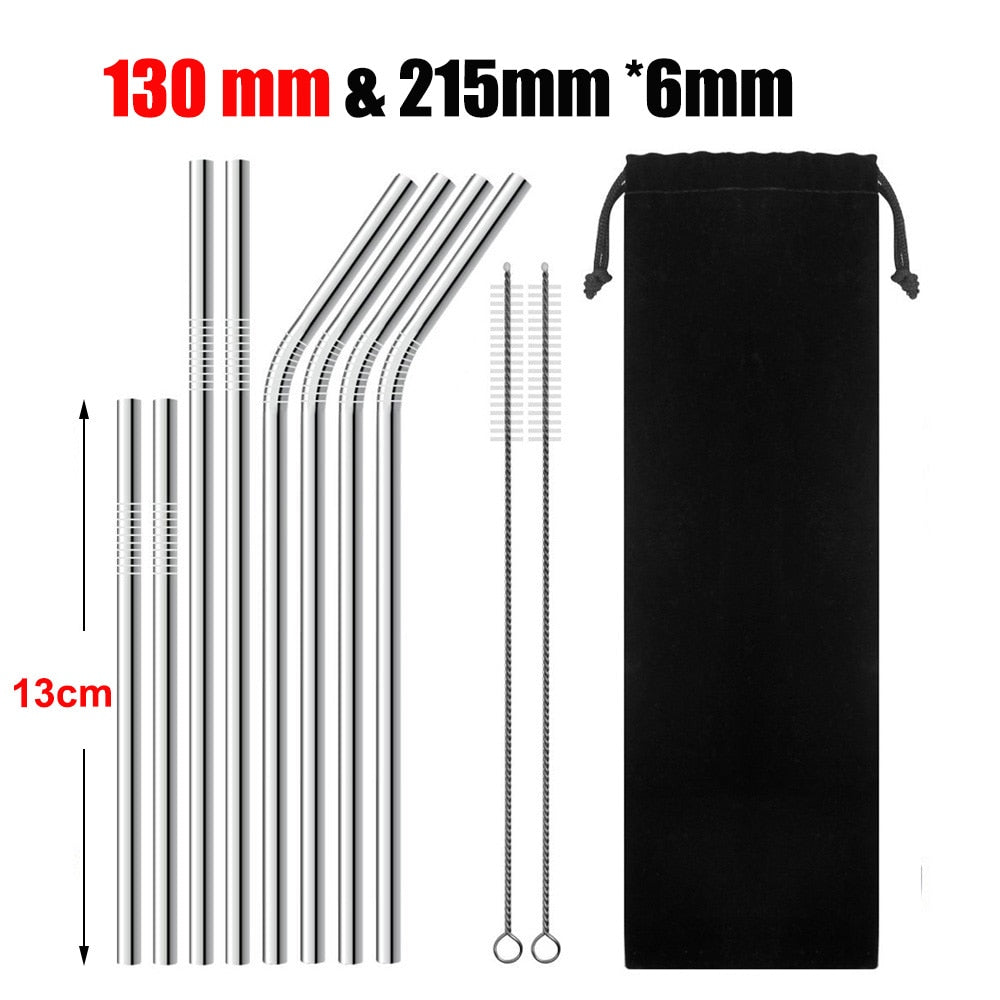 UPORS 4/8Pcs Reusable Drinking Straw High Quality 304 Stainless Steel Metal Straw with Cleaner Brush Wholesale - dianjiang-