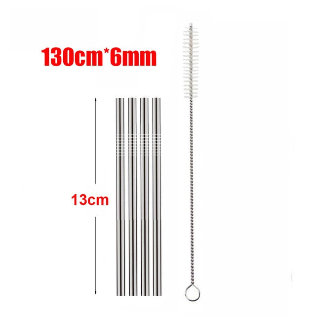 UPORS 4/8Pcs Reusable Drinking Straw High Quality 304 Stainless Steel Metal Straw with Cleaner Brush Wholesale - dianjiang-