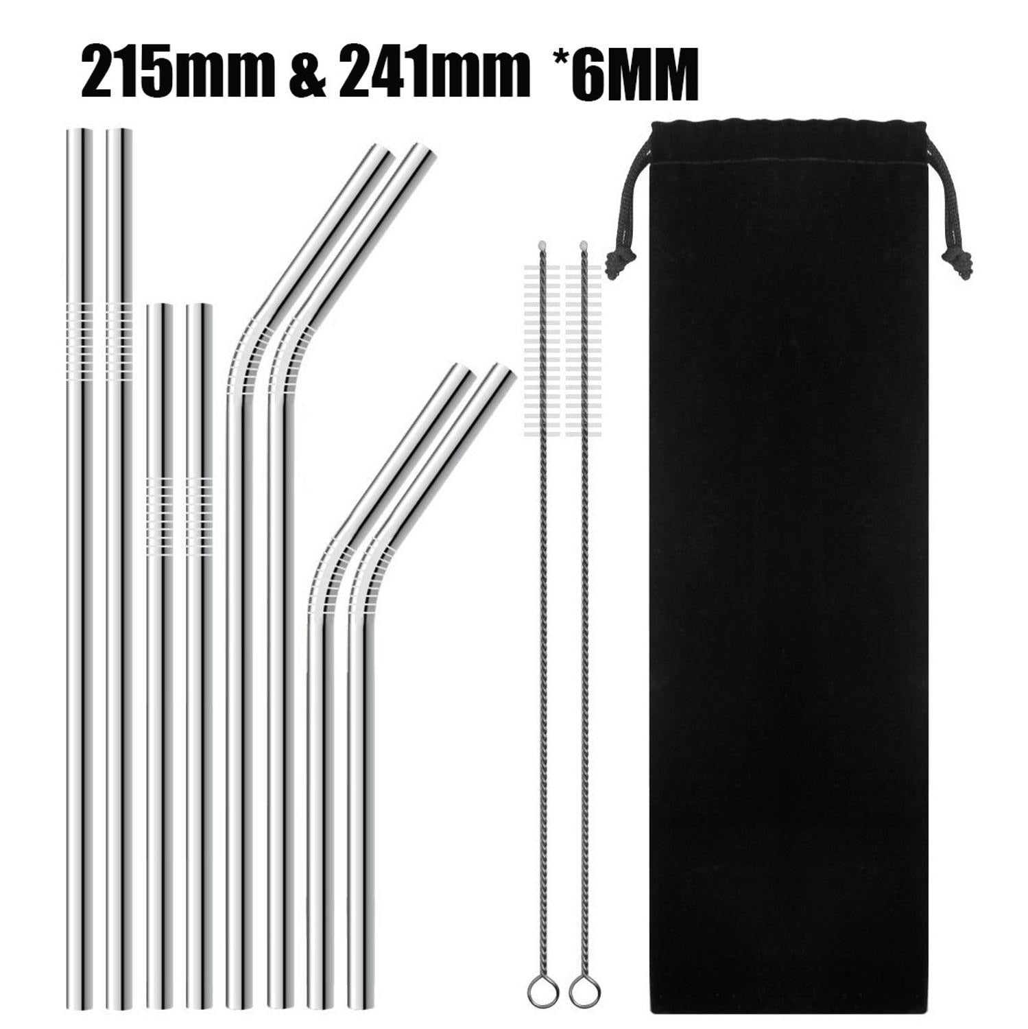 UPORS 4/8Pcs Reusable Drinking Straw High Quality 304 Stainless Steel Metal Straw with Cleaner Brush Wholesale - dianjiang-