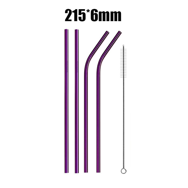 UPORS 4/8Pcs Reusable Drinking Straw High Quality 304 Stainless Steel Metal Straw with Cleaner Brush Wholesale - dianjiang-