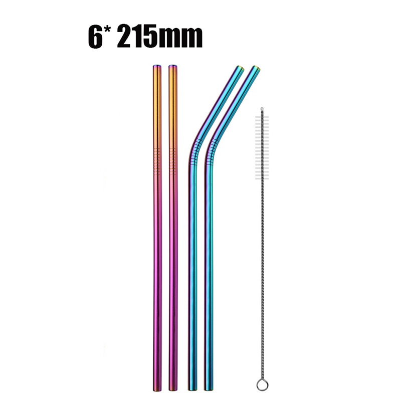 UPORS 4/8Pcs Reusable Drinking Straw High Quality 304 Stainless Steel Metal Straw with Cleaner Brush Wholesale - dianjiang-