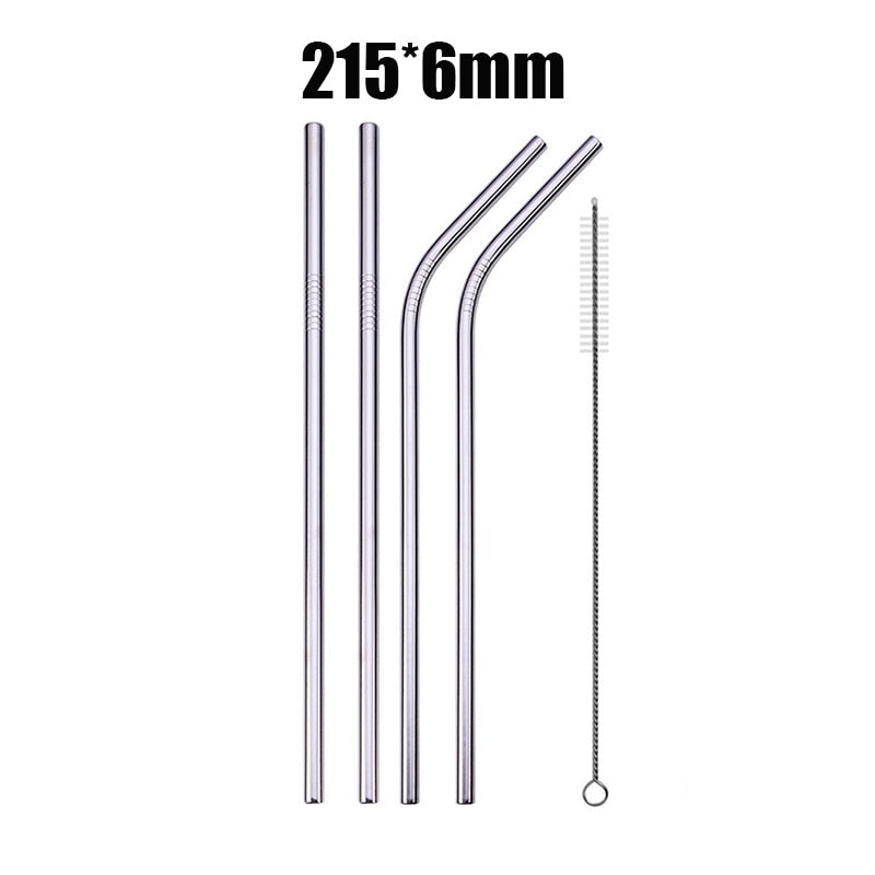 UPORS 4/8Pcs Reusable Drinking Straw High Quality 304 Stainless Steel Metal Straw with Cleaner Brush Wholesale - dianjiang-