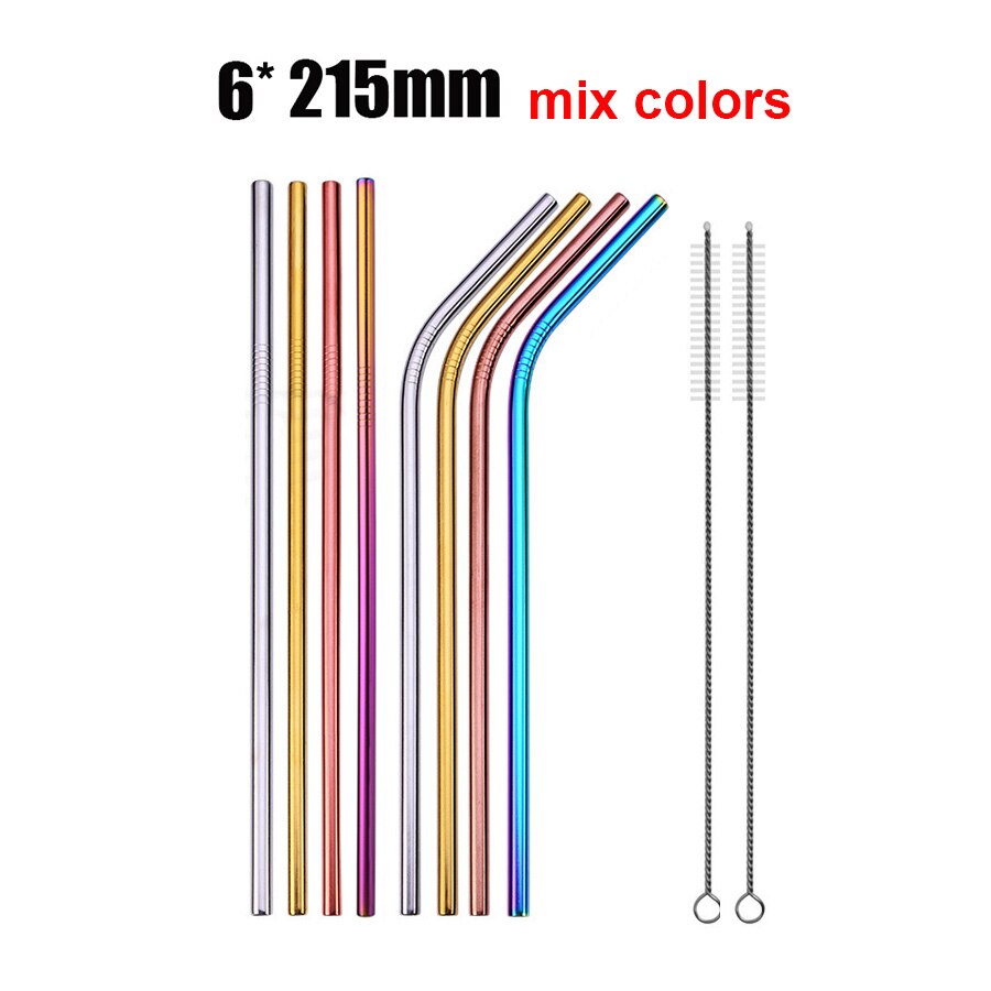 UPORS 4/8Pcs Reusable Drinking Straw High Quality 304 Stainless Steel Metal Straw with Cleaner Brush Wholesale - dianjiang-