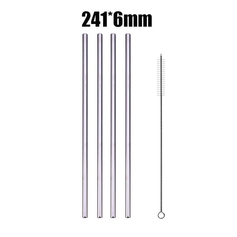 UPORS 4/8Pcs Reusable Drinking Straw High Quality 304 Stainless Steel Metal Straw with Cleaner Brush Wholesale - dianjiang-