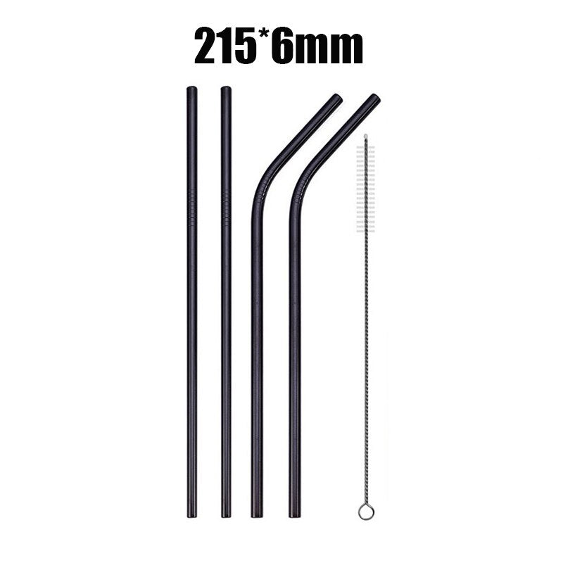 UPORS 4/8Pcs Reusable Drinking Straw High Quality 304 Stainless Steel Metal Straw with Cleaner Brush Wholesale - dianjiang-