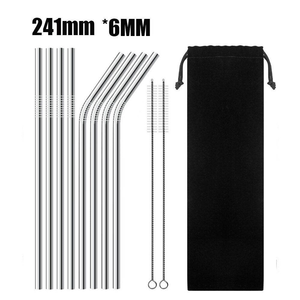 UPORS 4/8Pcs Reusable Drinking Straw High Quality 304 Stainless Steel Metal Straw with Cleaner Brush Wholesale - dianjiang-