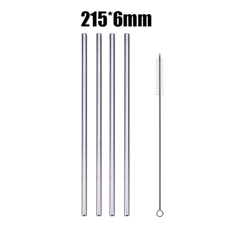 UPORS 4/8Pcs Reusable Drinking Straw High Quality 304 Stainless Steel Metal Straw with Cleaner Brush Wholesale - dianjiang-