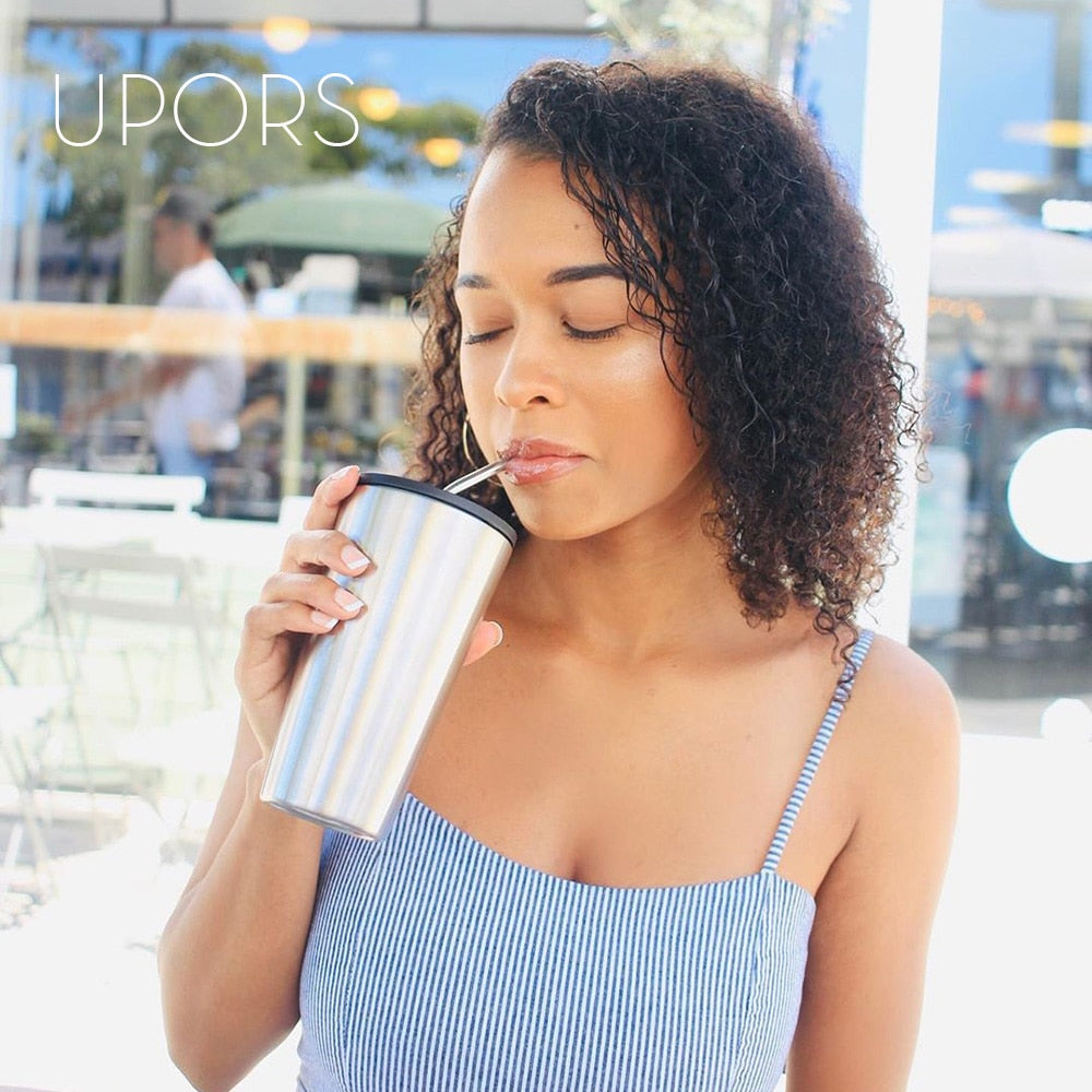 UPORS 4/8Pcs Reusable Drinking Straw High Quality 304 Stainless Steel Metal Straw with Cleaner Brush Wholesale - dianjiang-