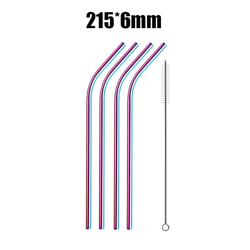 UPORS 4/8Pcs Reusable Drinking Straw High Quality 304 Stainless Steel Metal Straw with Cleaner Brush Wholesale - dianjiang-