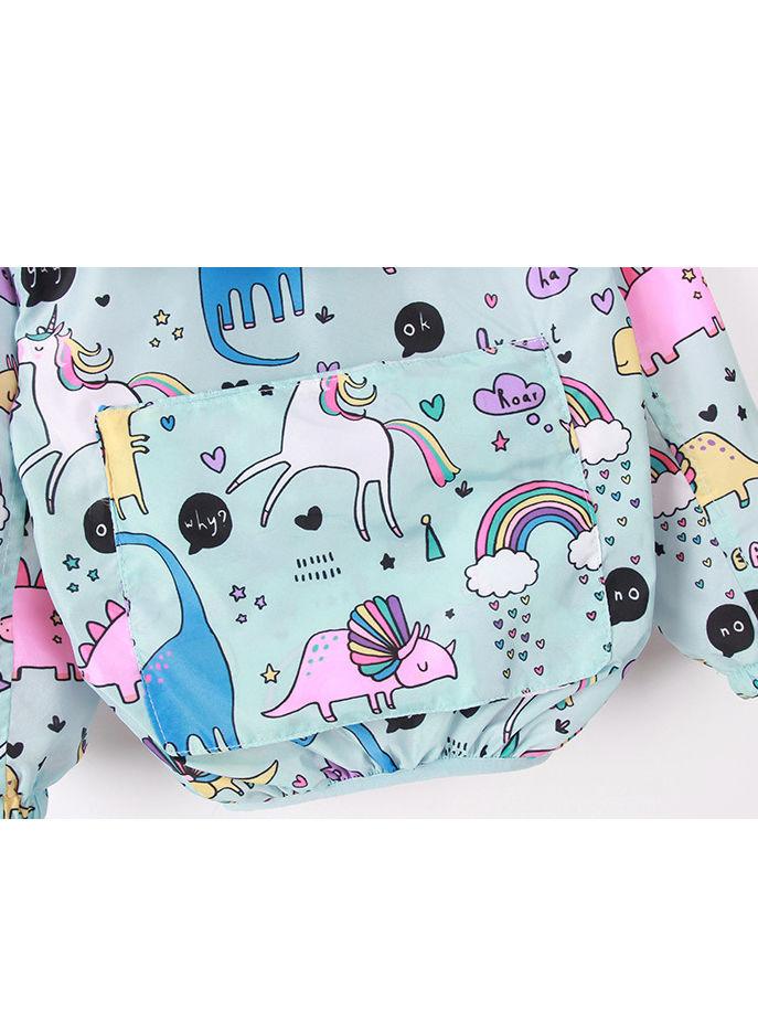 Unicorn Rainbow Dinosaur Cartoon Print Hooded Jacket - dianjiang-