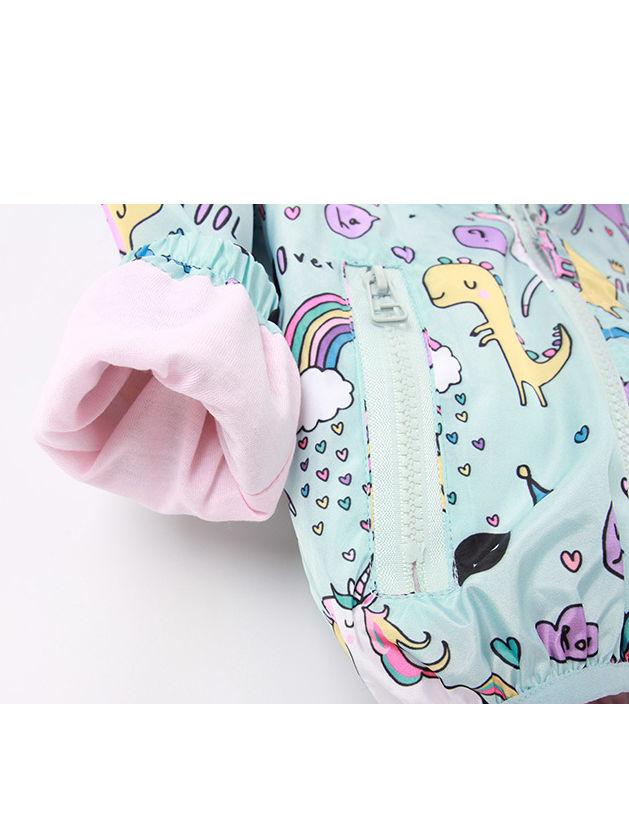 Unicorn Rainbow Dinosaur Cartoon Print Hooded Jacket - dianjiang-