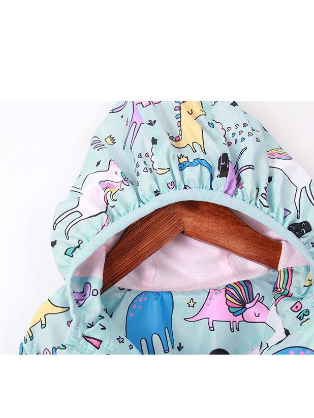 Unicorn Rainbow Dinosaur Cartoon Print Hooded Jacket - dianjiang-