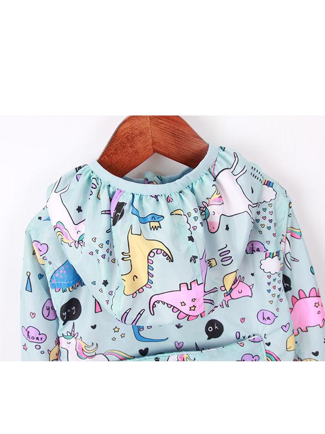 Unicorn Rainbow Dinosaur Cartoon Print Hooded Jacket - dianjiang-