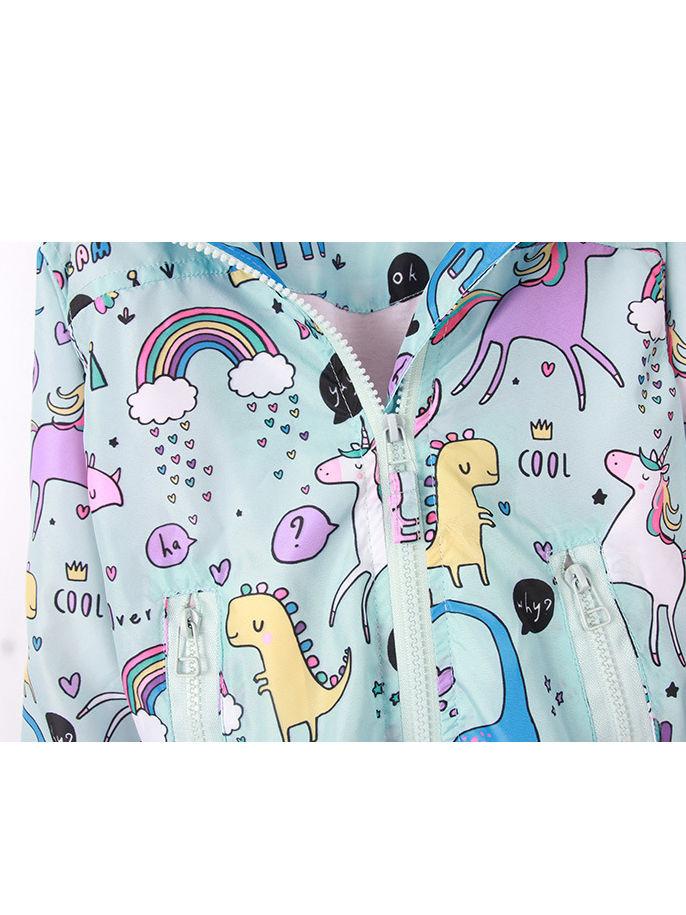Unicorn Rainbow Dinosaur Cartoon Print Hooded Jacket - dianjiang-