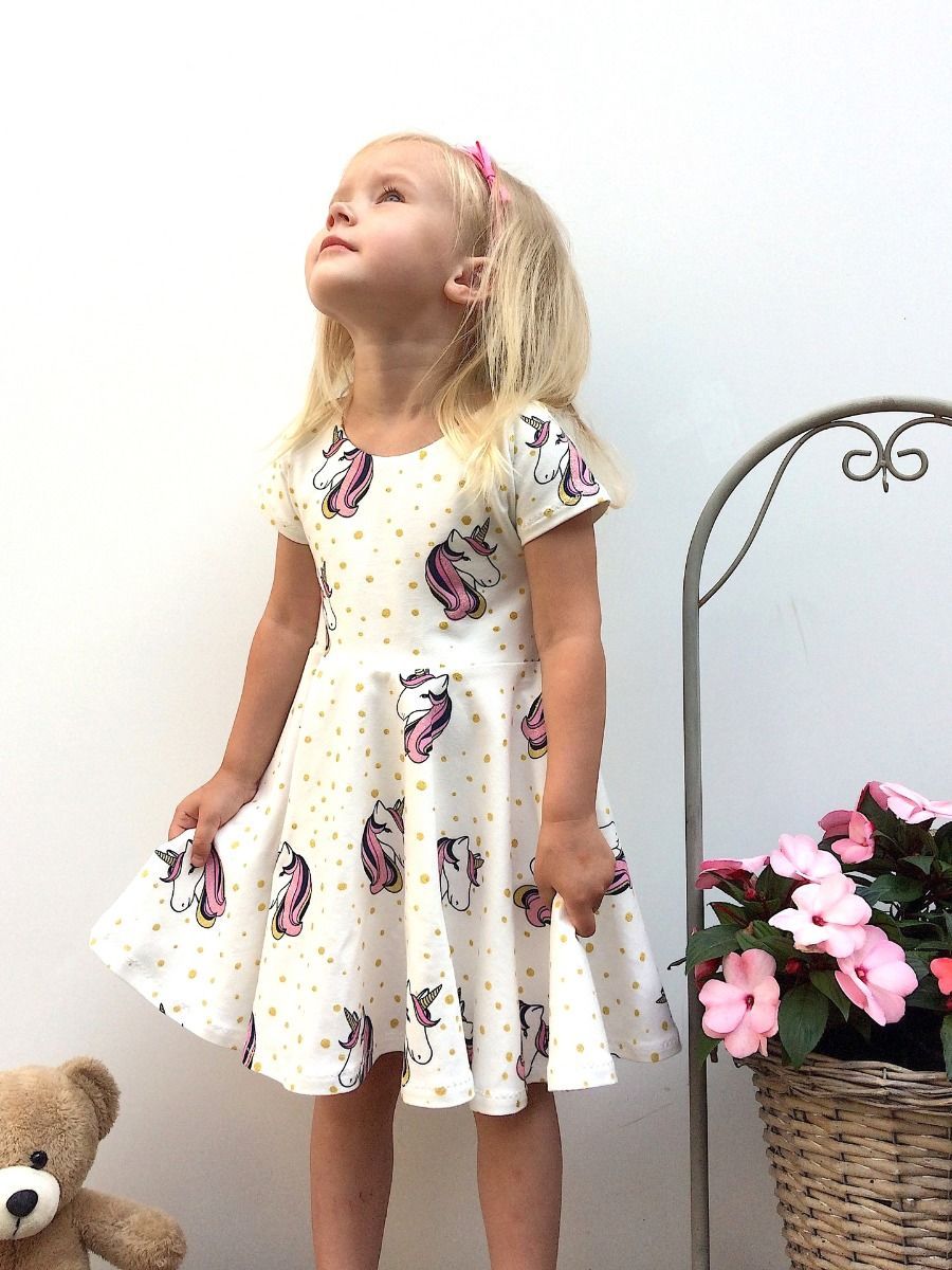 Cartoon Printed Unicorn Summer Dress For Cute Baby Toddler Girl - dianjiang-