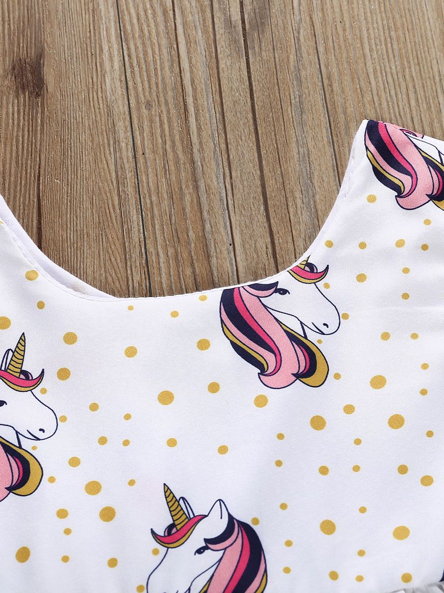 Cartoon Printed Unicorn Summer Dress For Cute Baby Toddler Girl - dianjiang-