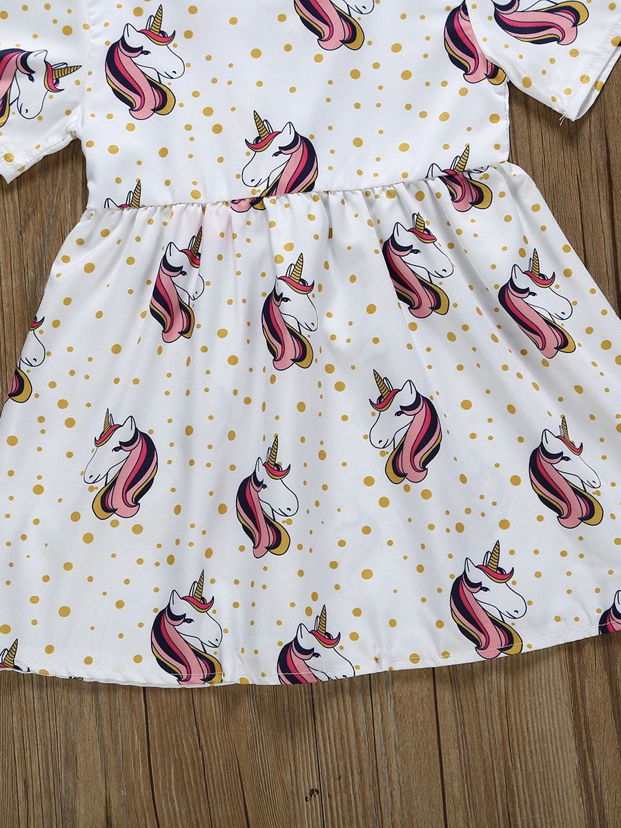 Cartoon Printed Unicorn Summer Dress For Cute Baby Toddler Girl - dianjiang-