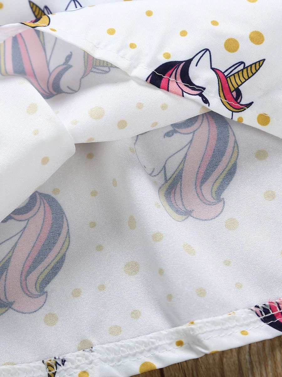 Cartoon Printed Unicorn Summer Dress For Cute Baby Toddler Girl - dianjiang-