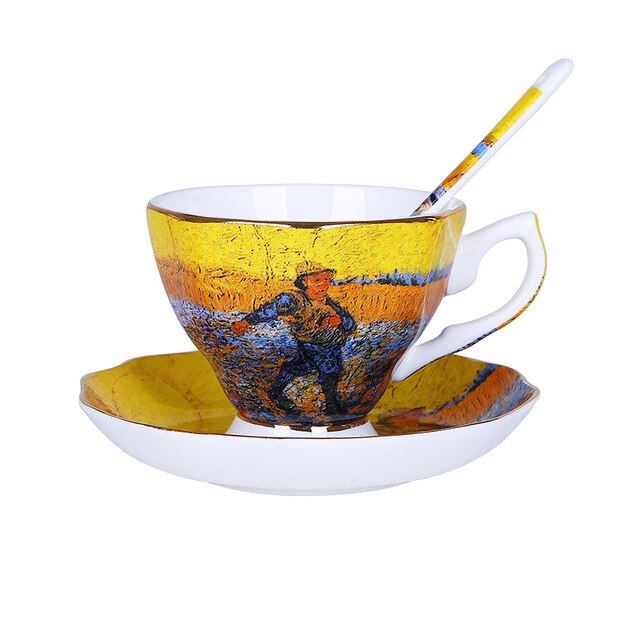 Van Gogh Art Painting Coffee Mugs The Starry Night, Sunflowers, The Sower, Irises Saint-Remy Coffee tea cups - dianjiang-