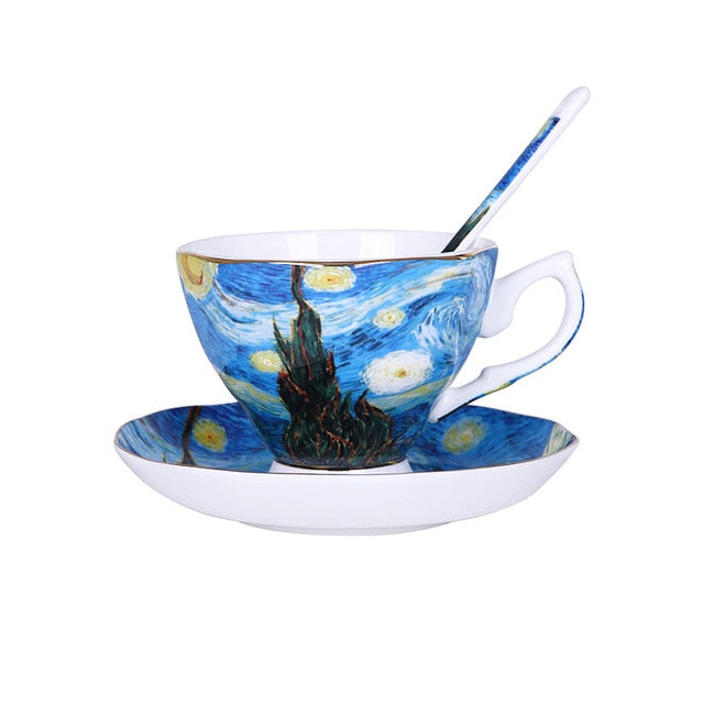 Van Gogh Art Painting Coffee Mugs The Starry Night, Sunflowers, The Sower, Irises Saint-Remy Coffee tea cups - dianjiang-