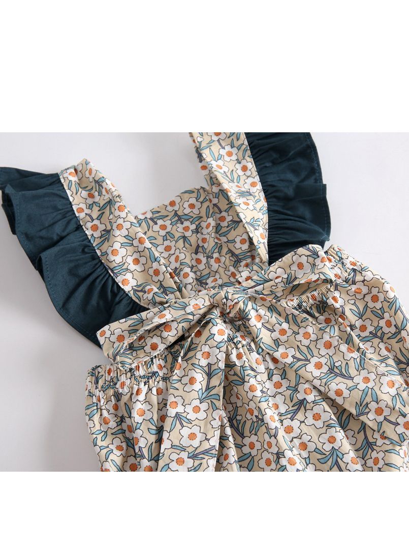 Vintage Floral Flutter Sleeve Summer Infant Baby Girl Bodysuits - dianjiang-