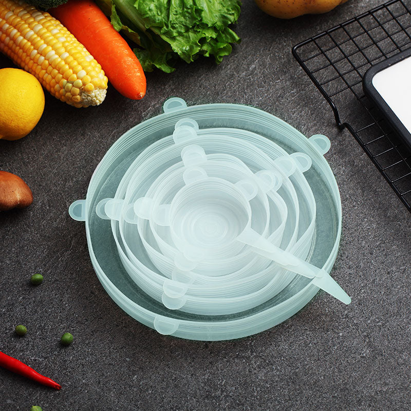 WORTHBUY 6 Pcs/Set Food Silicone Cover Universal Silicone Lids For Cookware Bowl Pot Reusable Stretch Lids Kitchen Accessories - dianjiang-