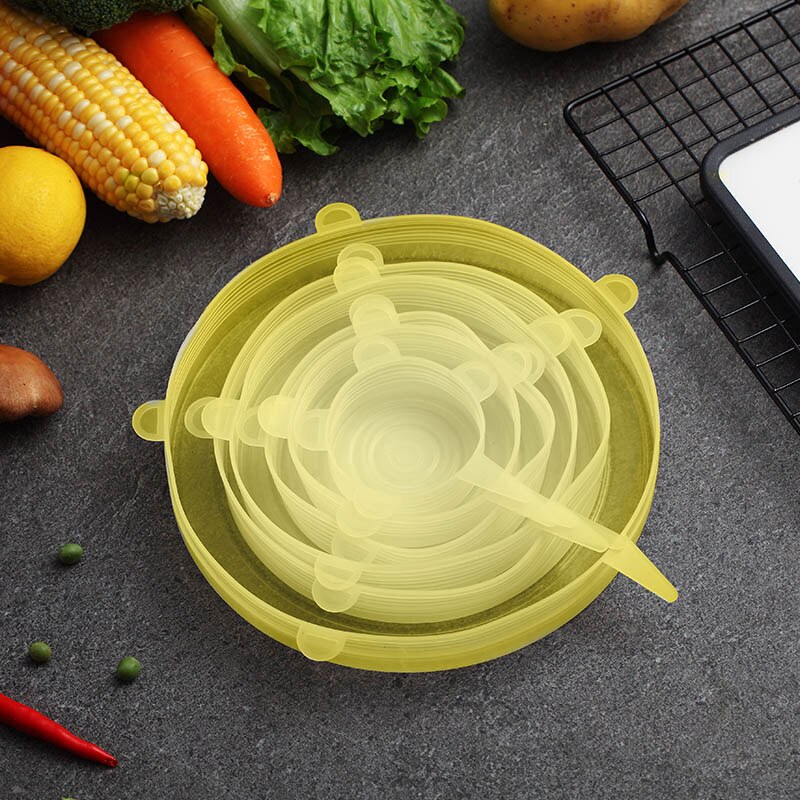 WORTHBUY 6 Pcs/Set Food Silicone Cover Universal Silicone Lids For Cookware Bowl Pot Reusable Stretch Lids Kitchen Accessories - dianjiang-