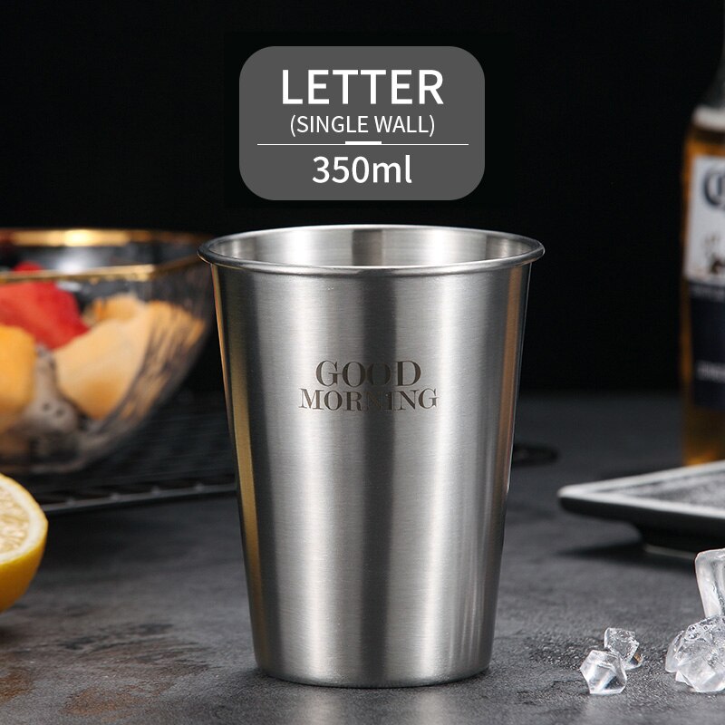 WORTHBUY Cute Pattern Beer Mug 304 Stainless Steel Coffee Mug With Double Wall Kitchen Drinkware For Kids Beer Milk Water Cup - dianjiang-