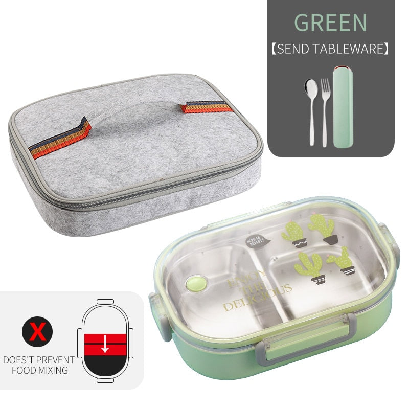 WORTHBUY Japanese Lunch Box With Compartment 304 Stainless Steel Bento Box For Kids School Food Container Leak-proof Food Box - dianjiang-