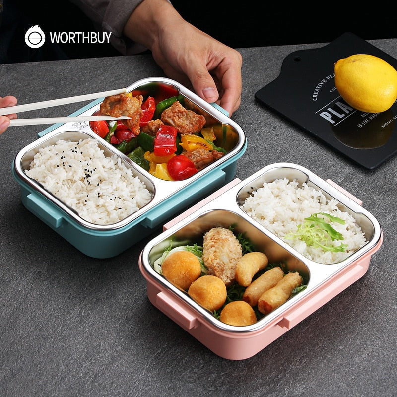 WORTHBUY Japanese Lunch Box With Compartment 304 Stainless Steel Bento Box For Kids School Food Container Leak-proof Food Box - dianjiang-