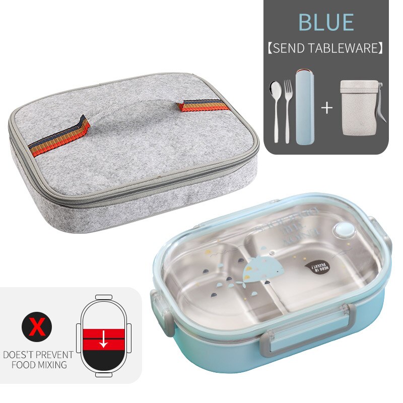 WORTHBUY Japanese Lunch Box With Compartment 304 Stainless Steel Bento Box For Kids School Food Container Leak-proof Food Box - dianjiang-