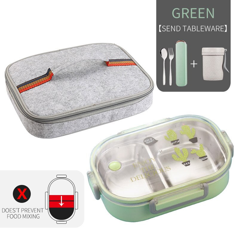 WORTHBUY Japanese Lunch Box With Compartment 304 Stainless Steel Bento Box For Kids School Food Container Leak-proof Food Box - dianjiang-