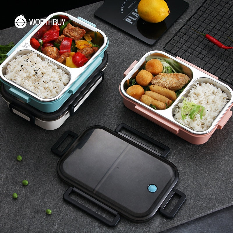 WORTHBUY Japanese Lunch Box With Compartment 304 Stainless Steel Bento Box For Kids School Food Container Leak-proof Food Box - dianjiang-